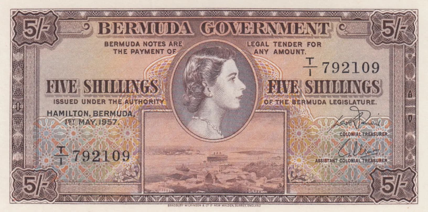 5 shillings 1957 from Bermuda, P-18b (1957) — image 1