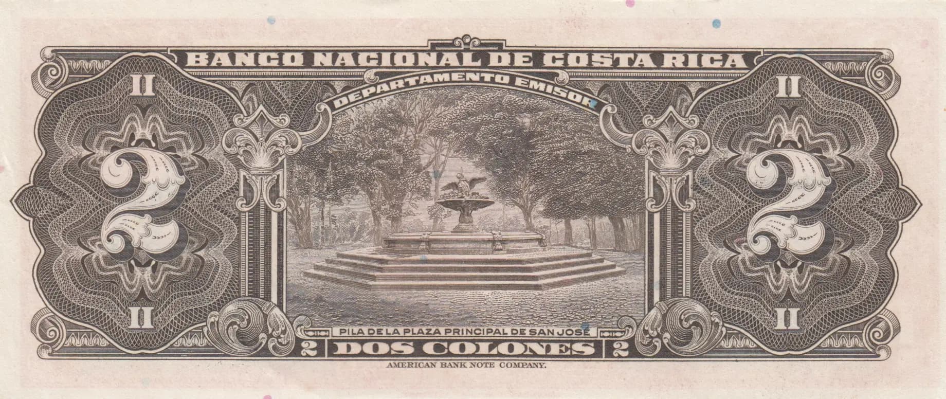 2 colones 1949 from Costa Rica, P-203b (1949) — image 2