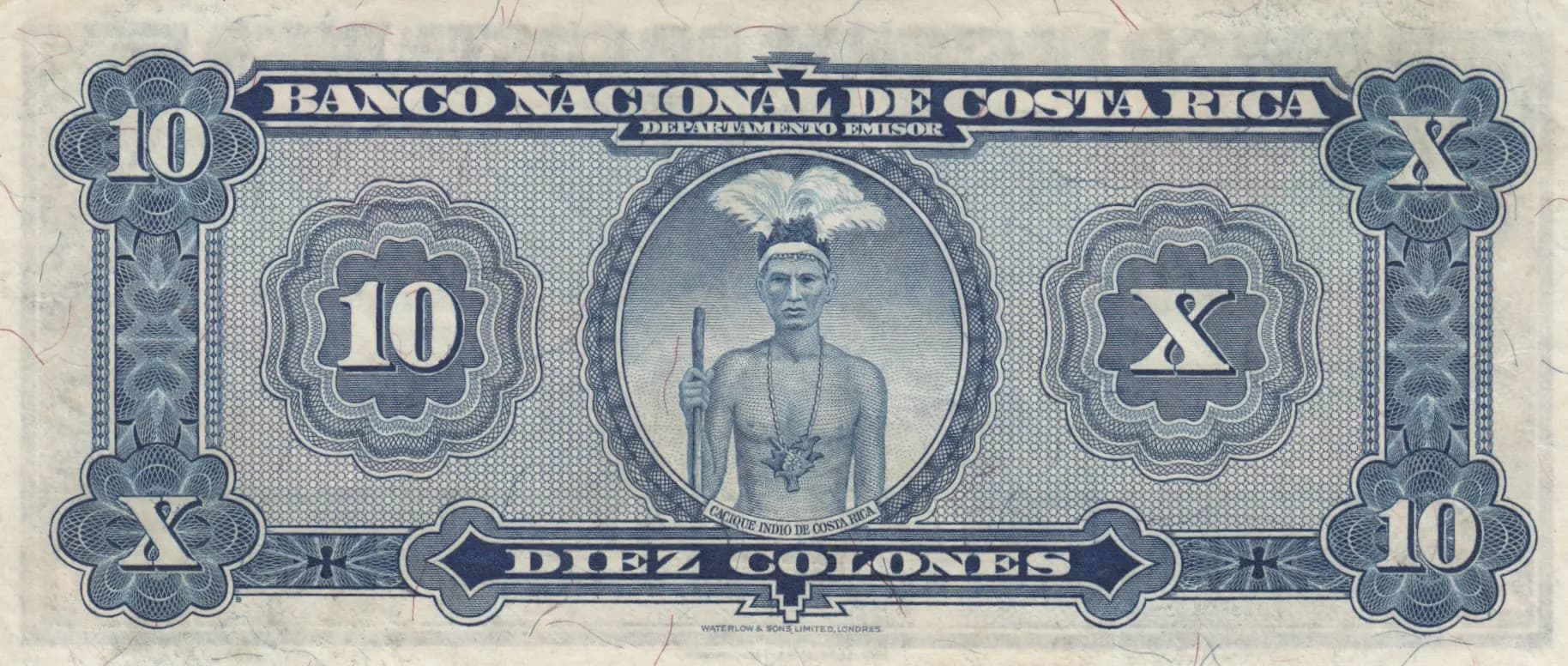 10 colones 1941 from Costa Rica, P-205a (1941) — image 2