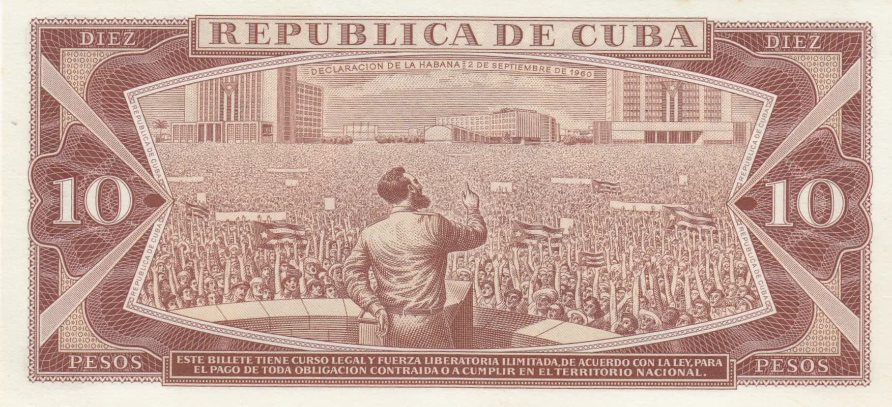 10 pesos 1964 specimen from Cuba , P-96bs (1964) — image 2
