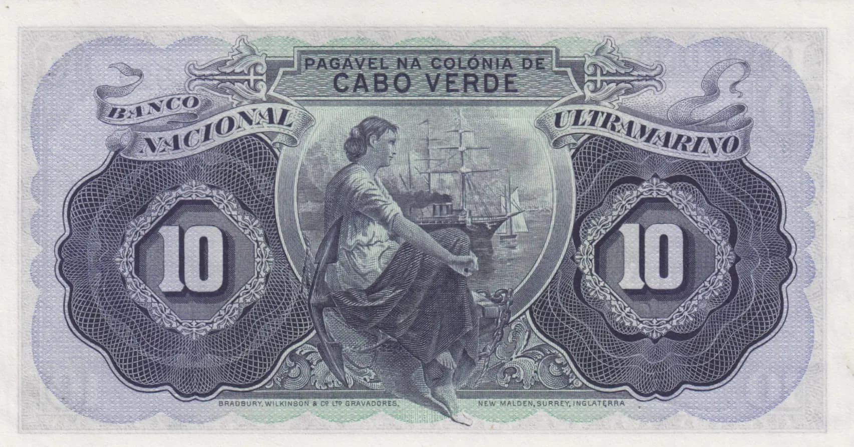 10 escudos 1945 from Cape Verde, P-42 (1945) — image 2