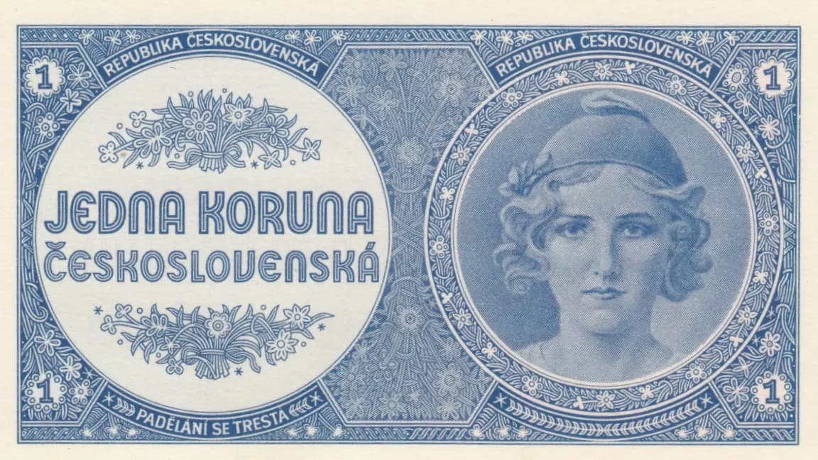 1 korona 1946 from Czechoslovakia, P-58 (1946) — image 1