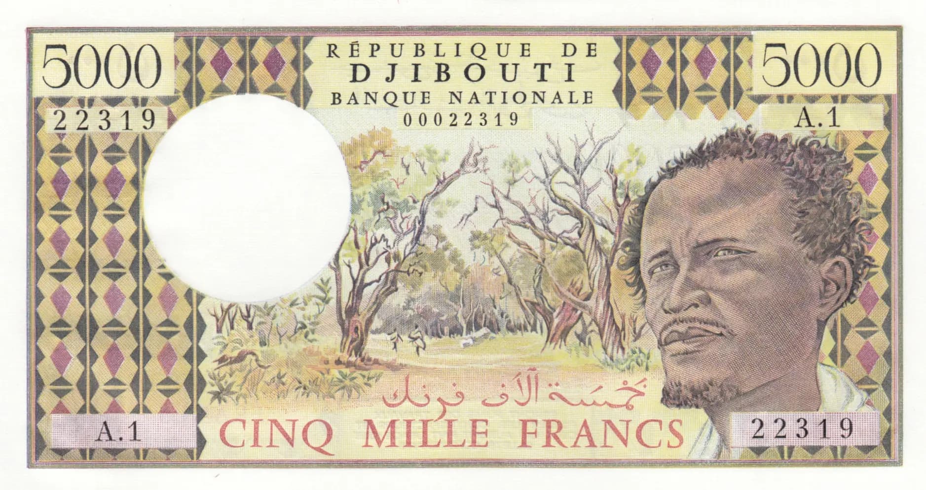 5000 francs 1979 from Djibouti, P-38a (1979) — image 1