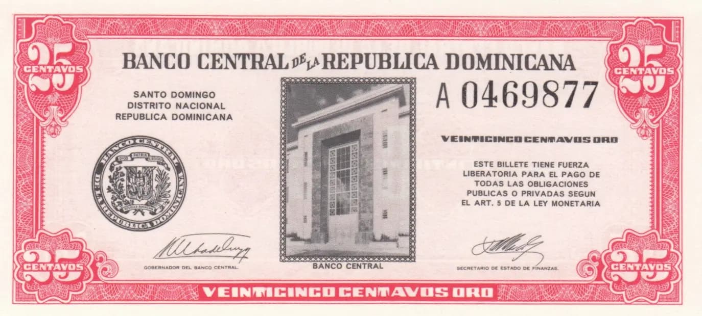 25 centavos oro 1962 from Dominican Republic, P-87 (1962) — image 1