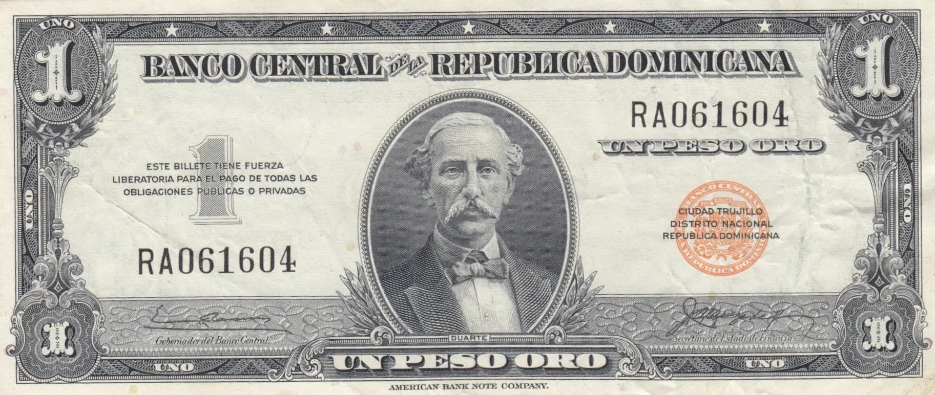 1 peso 1961 from Dominican Republic, P-71 (1961) — image 1