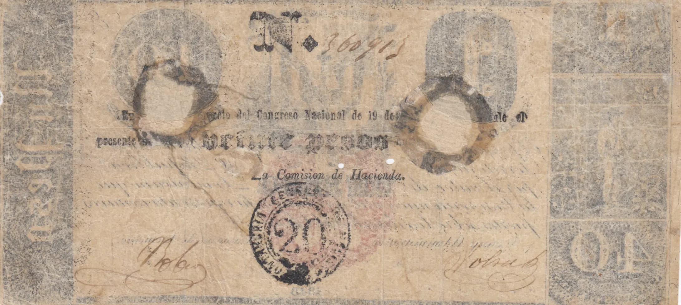 20 pesos 1848 from Dominican Republic, P-6 (1848) — image 2