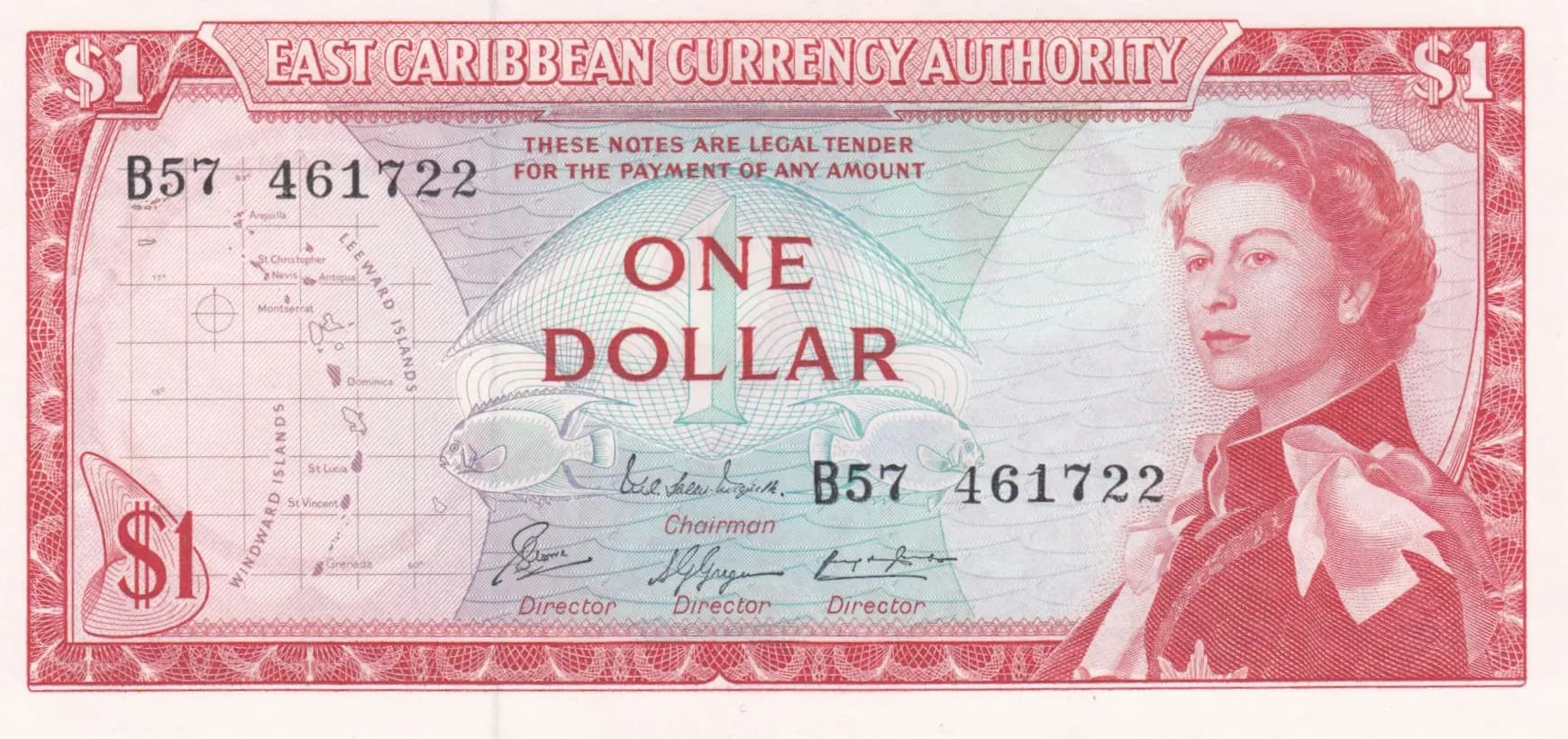 1 dollar 1965 from East Caribbean States, P-13e (1965) — image 1
