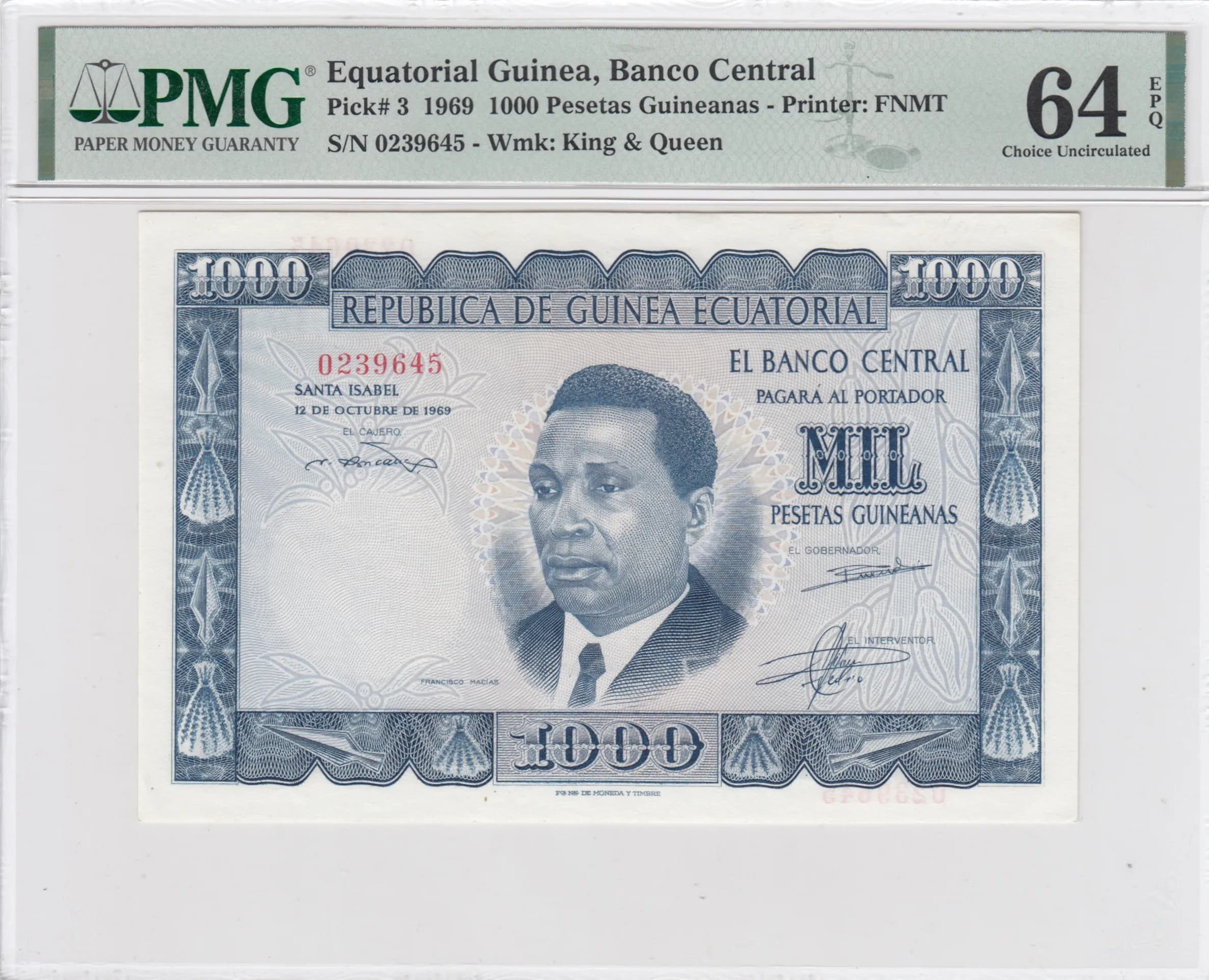 1000 pesetas 1969 from Equatorial Guinea, P-3 (1969) — image 1