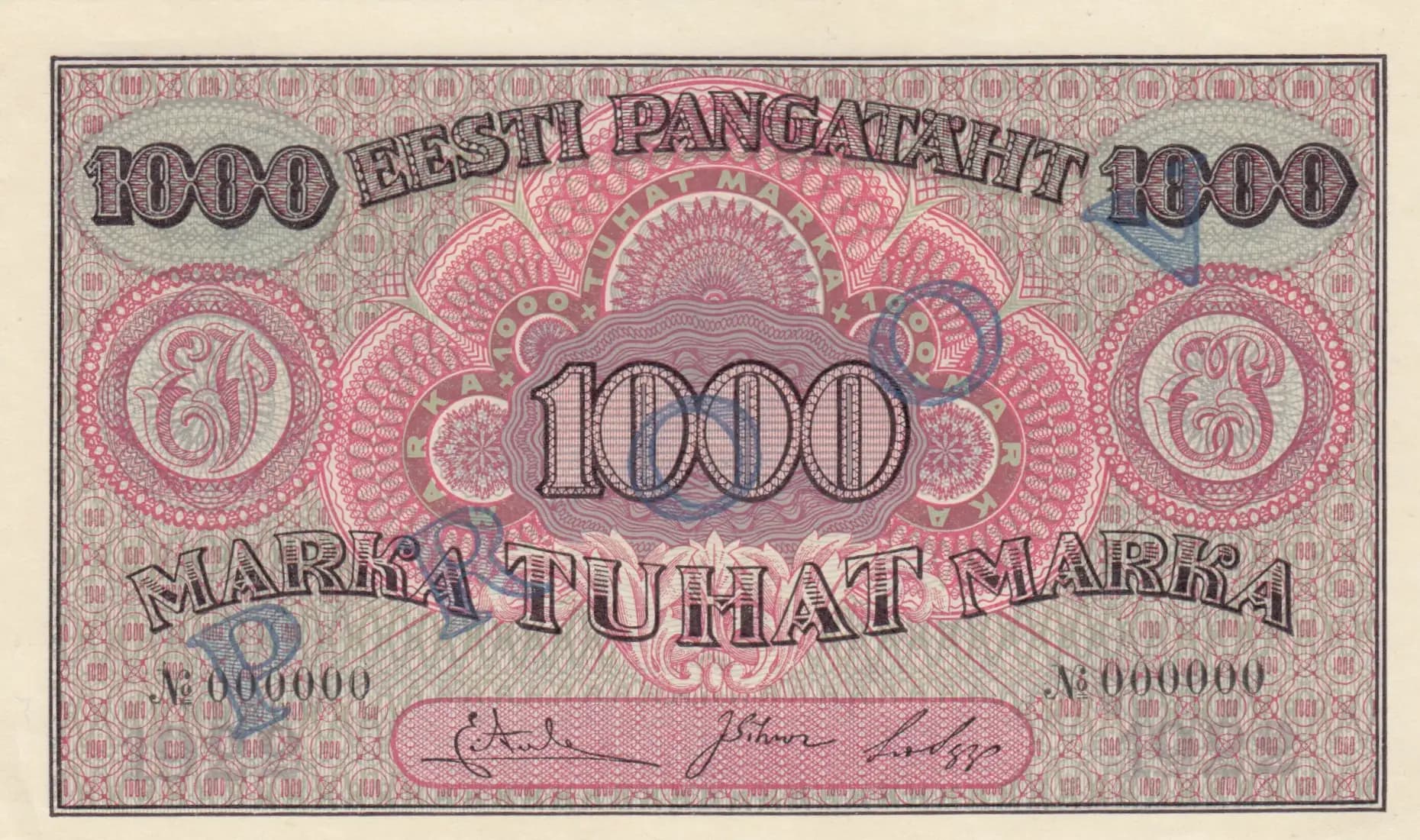1000 marka 1922 specimen from Estonia, P-59as2 (1922) — image 1
