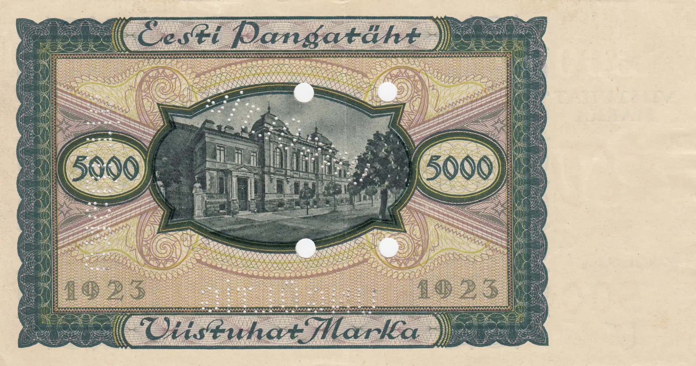 5000 marka 1923 specimen from Estonia, P-60s3 (1923) — image 2