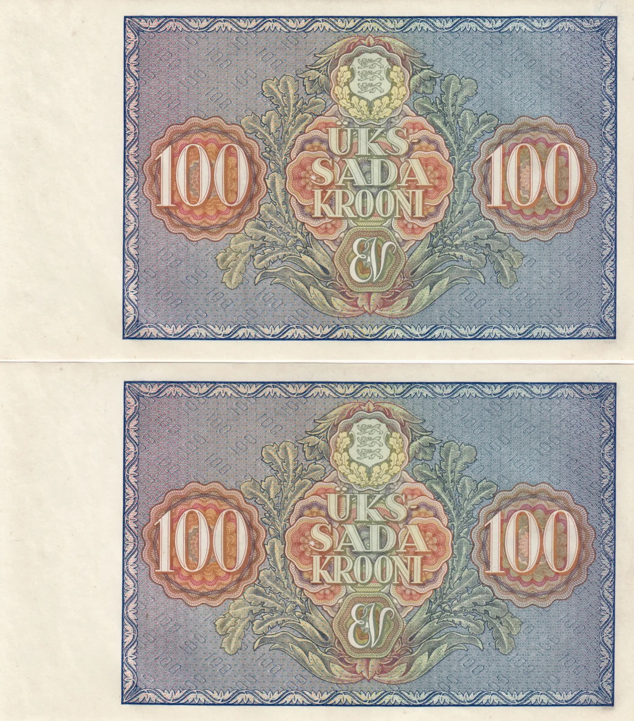 100 krooni 1935 pair from Estonia, P-66 (1935) — image 2