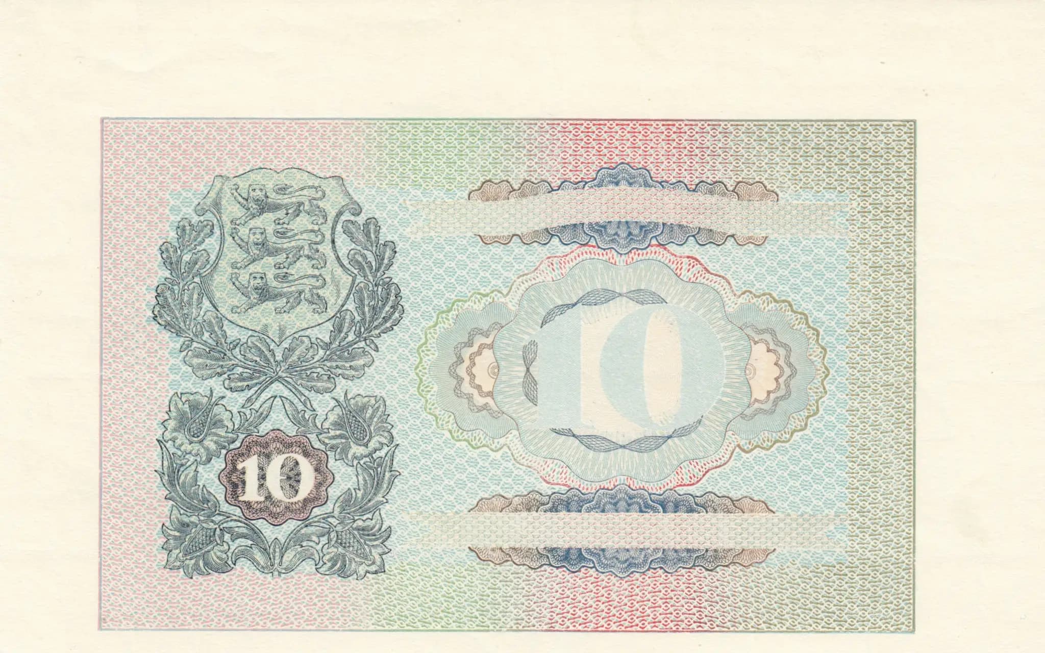 10 krooni 1940 progressive proof from Estonia, P-68pp3 (1940) — image 1