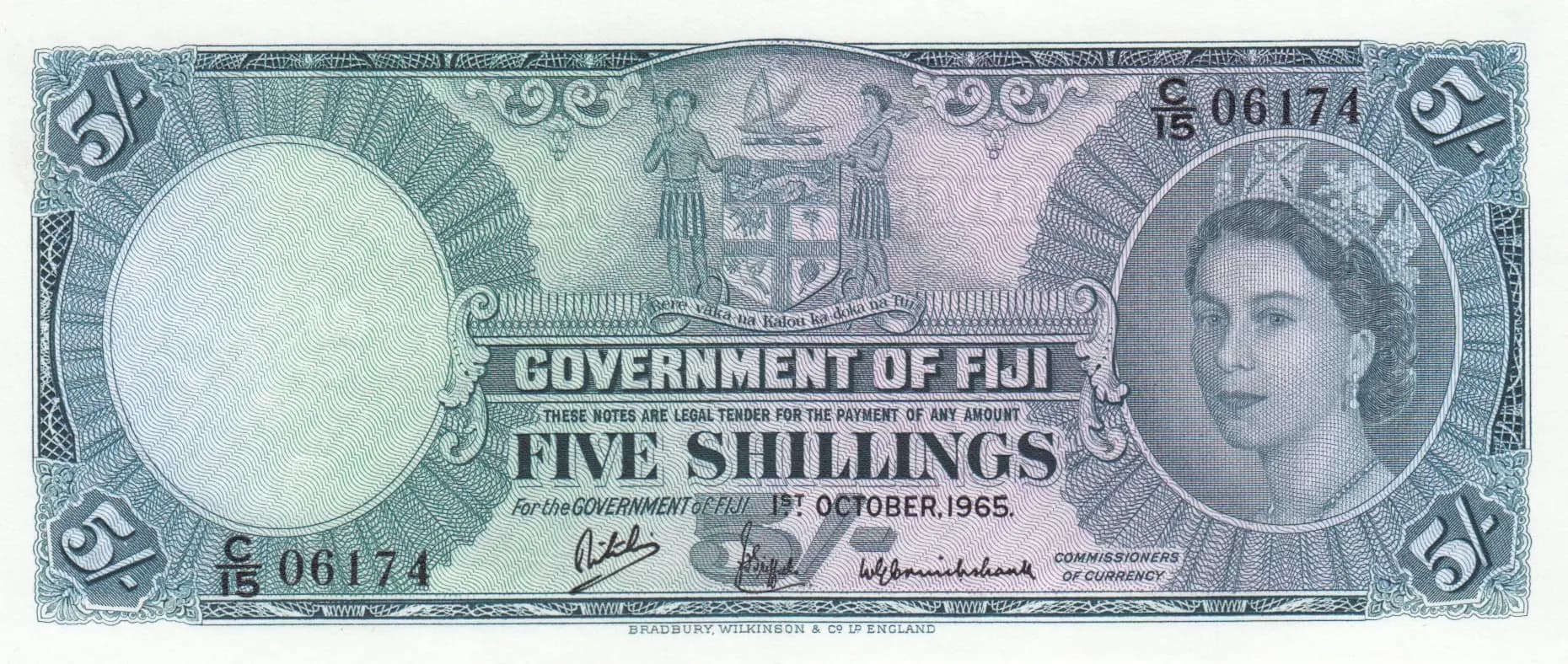 5 shillings 1965 from Fiji, P-51e (1965) — image 1