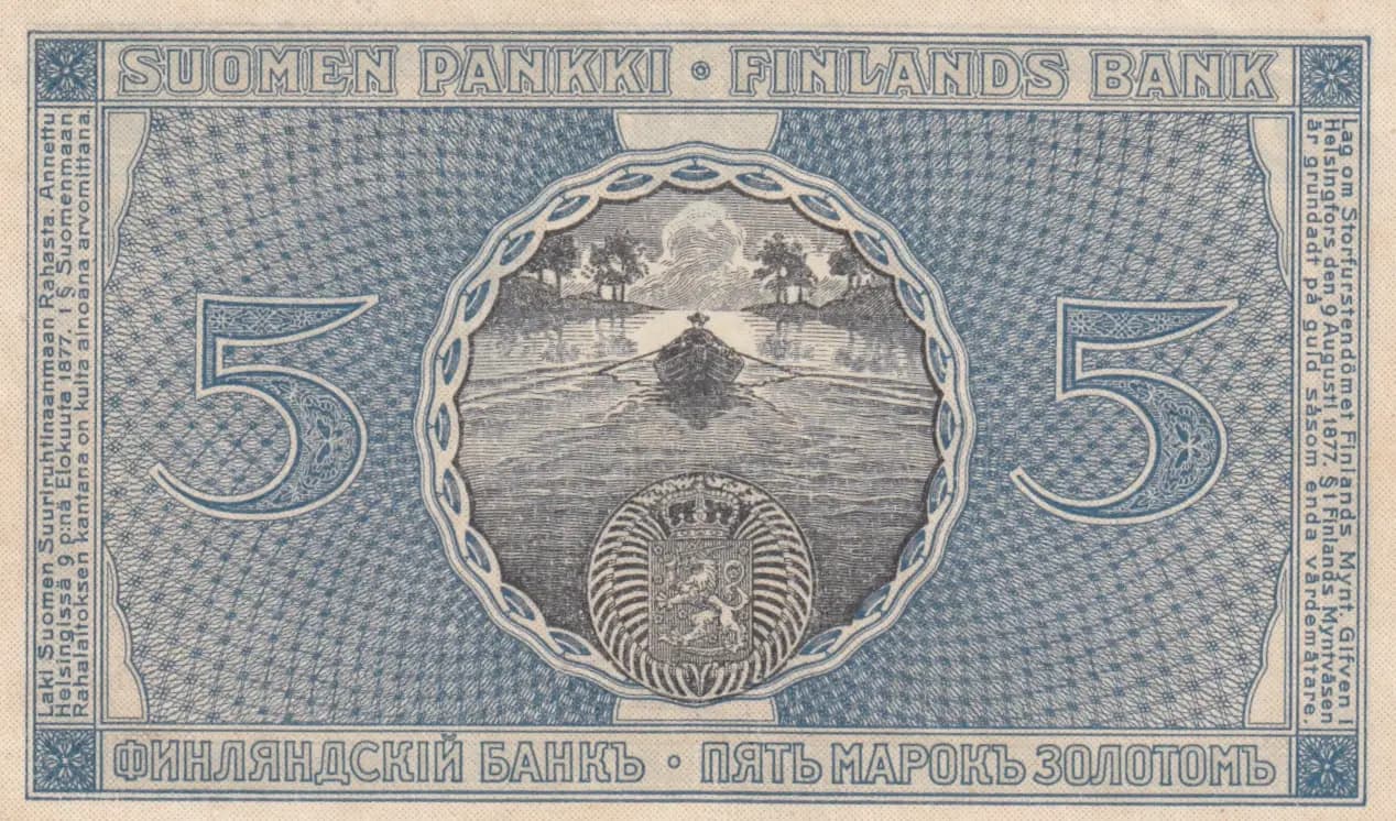 5 markkaa 1909 from Finland, P-24(1) (1909) — image 2