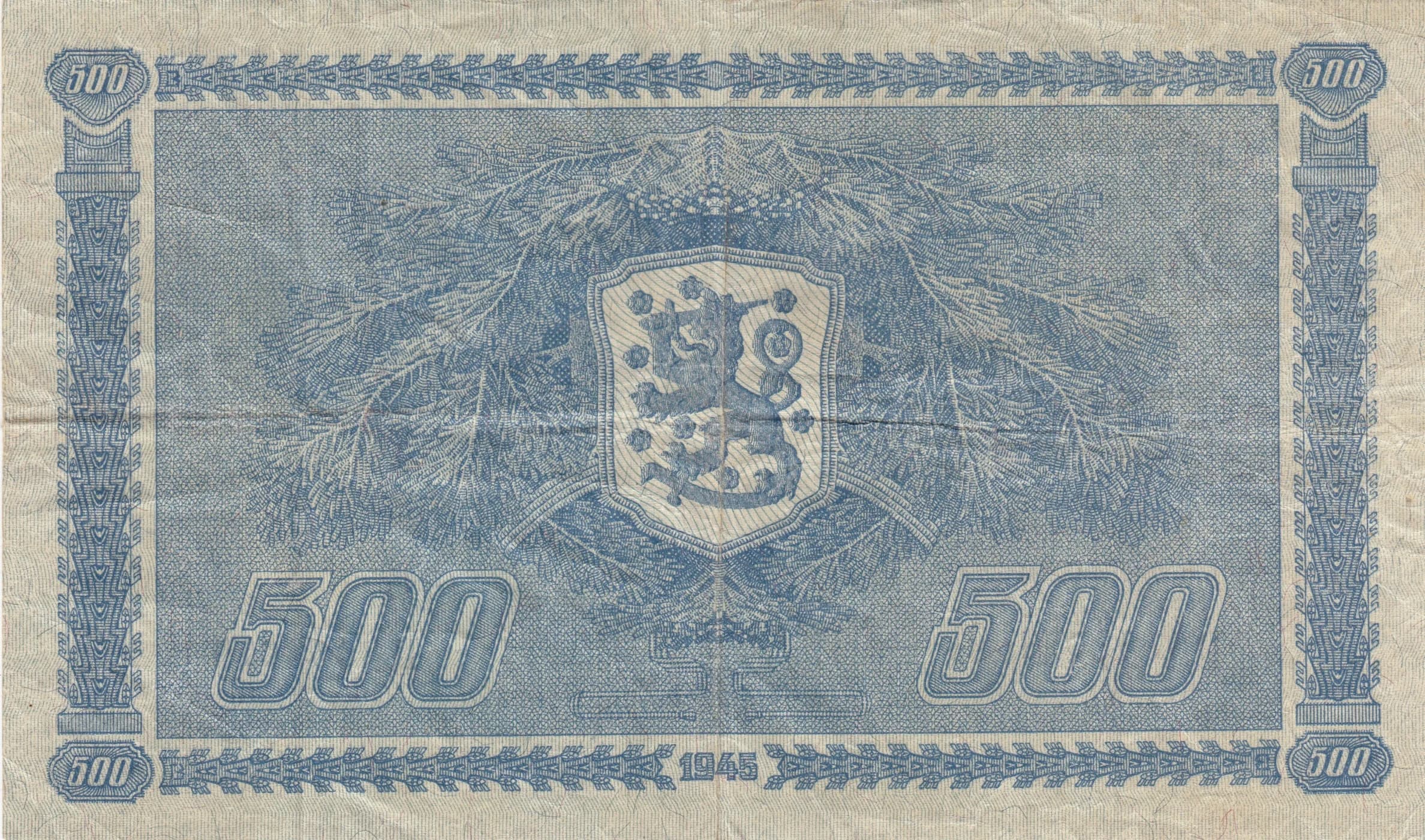 500 markkaa 1945 from Finland, P-89(3) (1945) — image 2