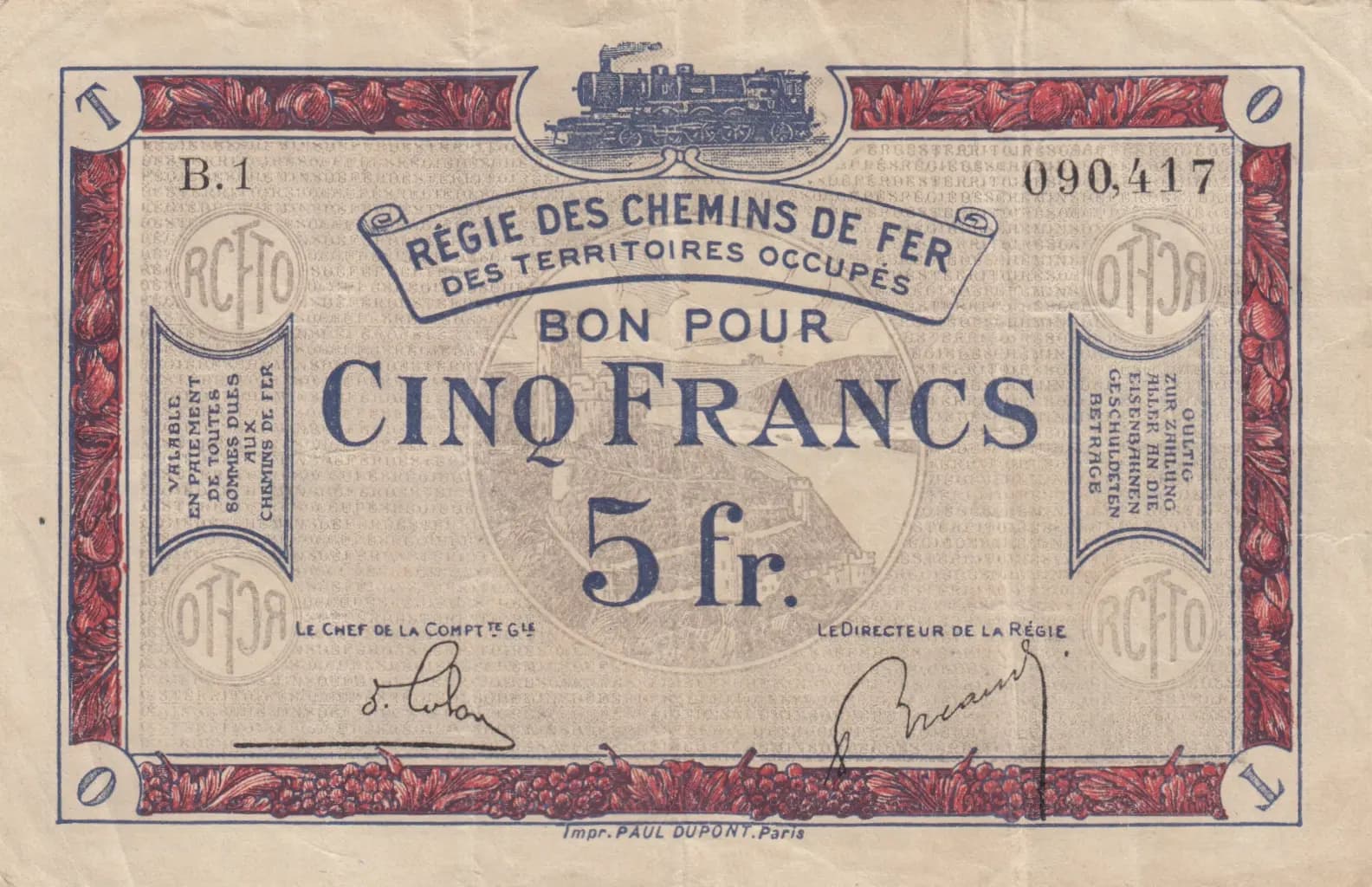 5 francs 1923 from France, P-R6 (1923) — image 1