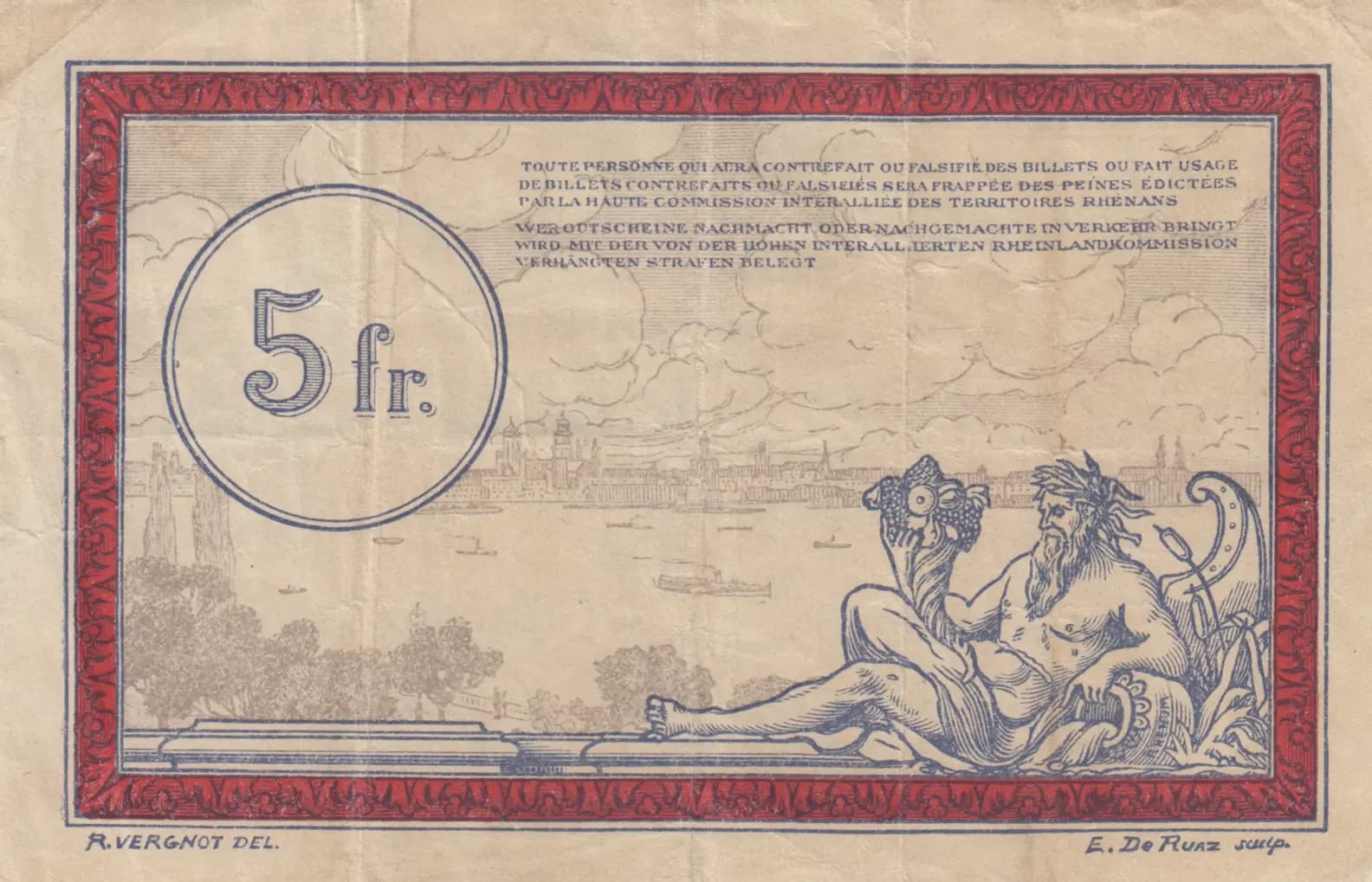 5 francs 1923 from France, P-R6 (1923) — image 2