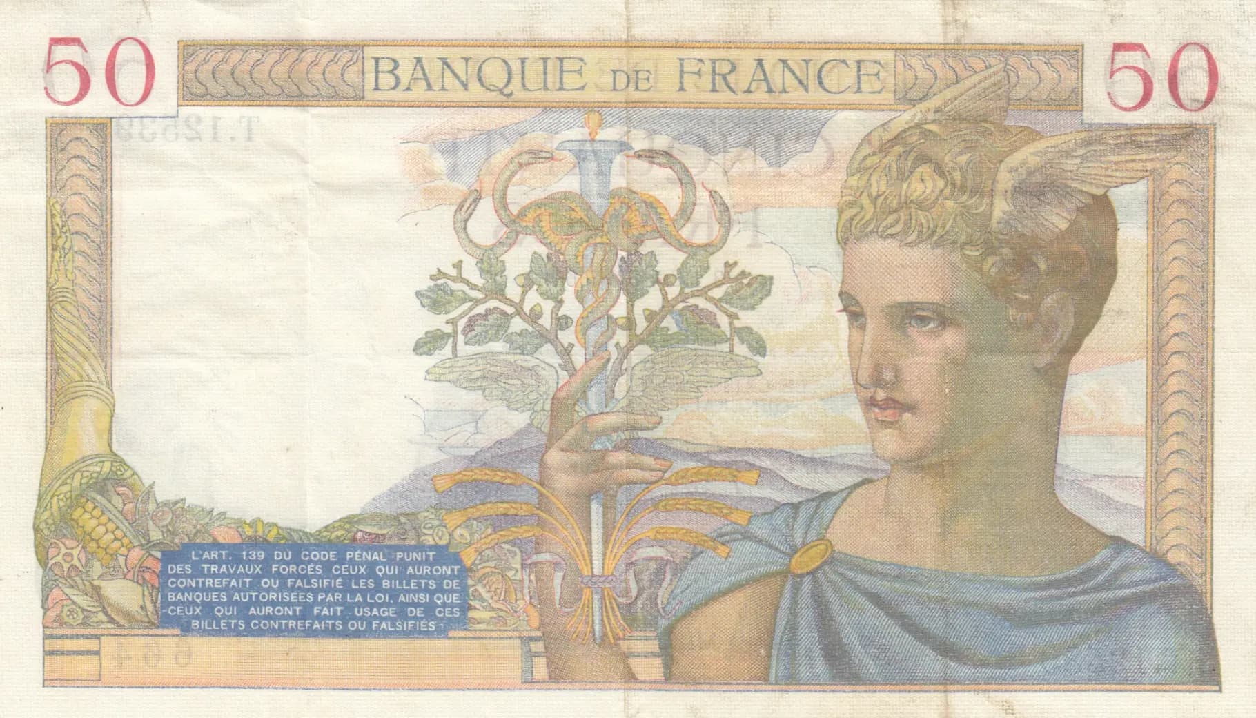 50 francs 1940 from France, P-85b (1940) — image 2