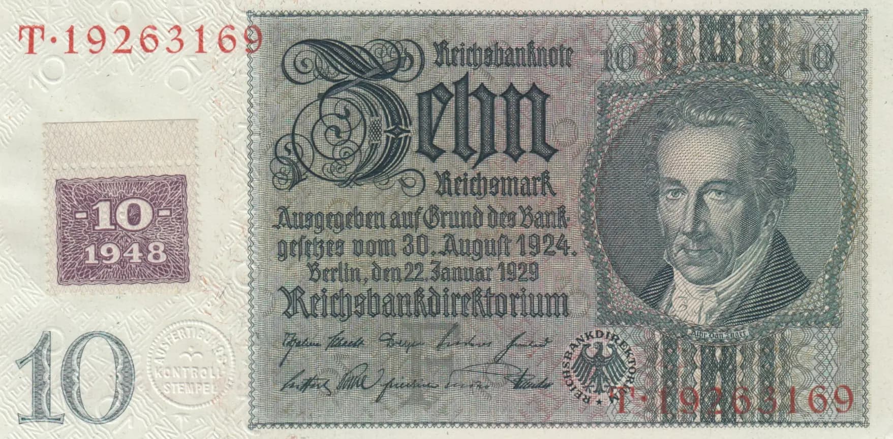 10 mark 1948 from Germany, Democratic Republic, P-4a (1948) — image 1