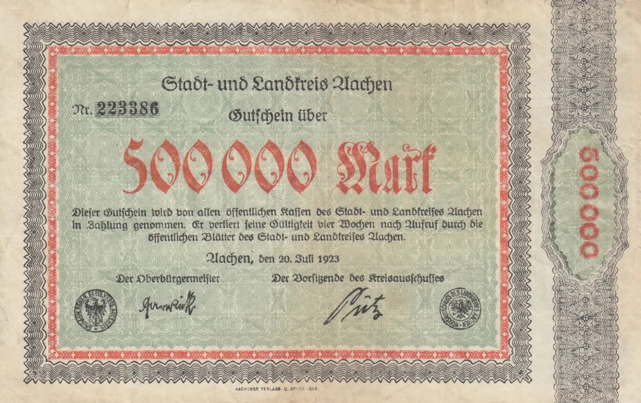 500 000 mark 1923 from Germany, P-unlisted (1923) — image 1