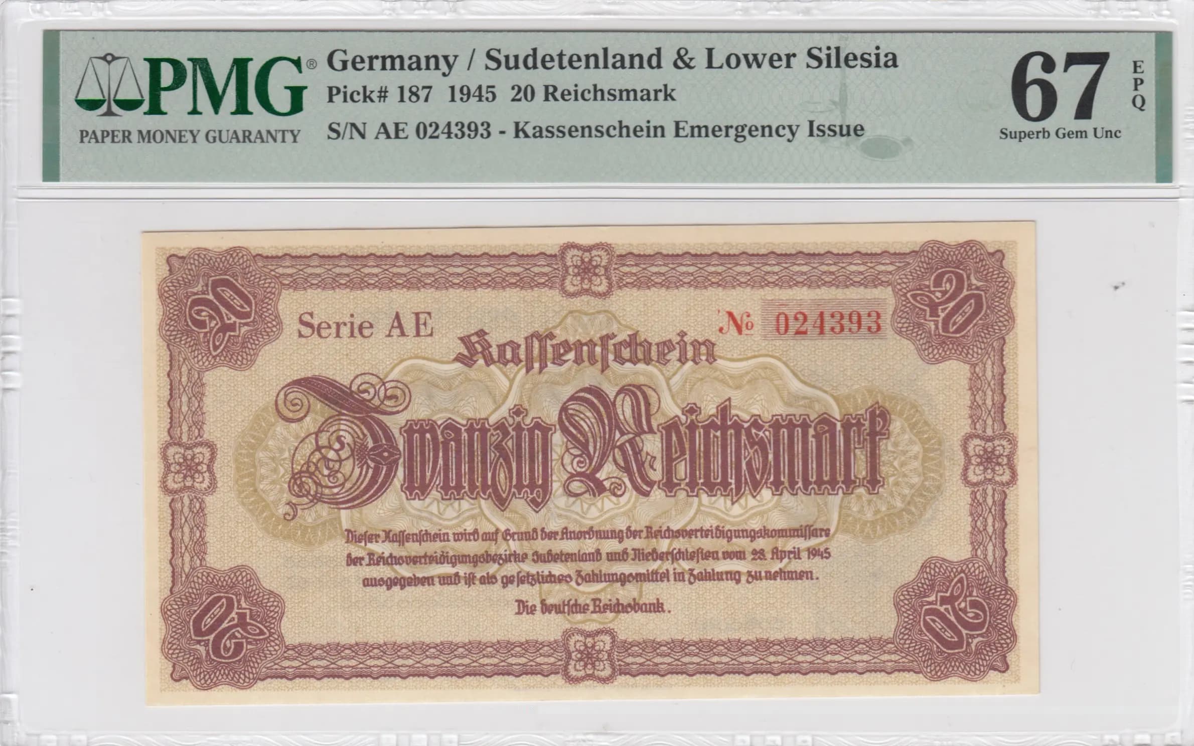 20 reichsmark 1945 from Germany, P-187 (1945) — image 1