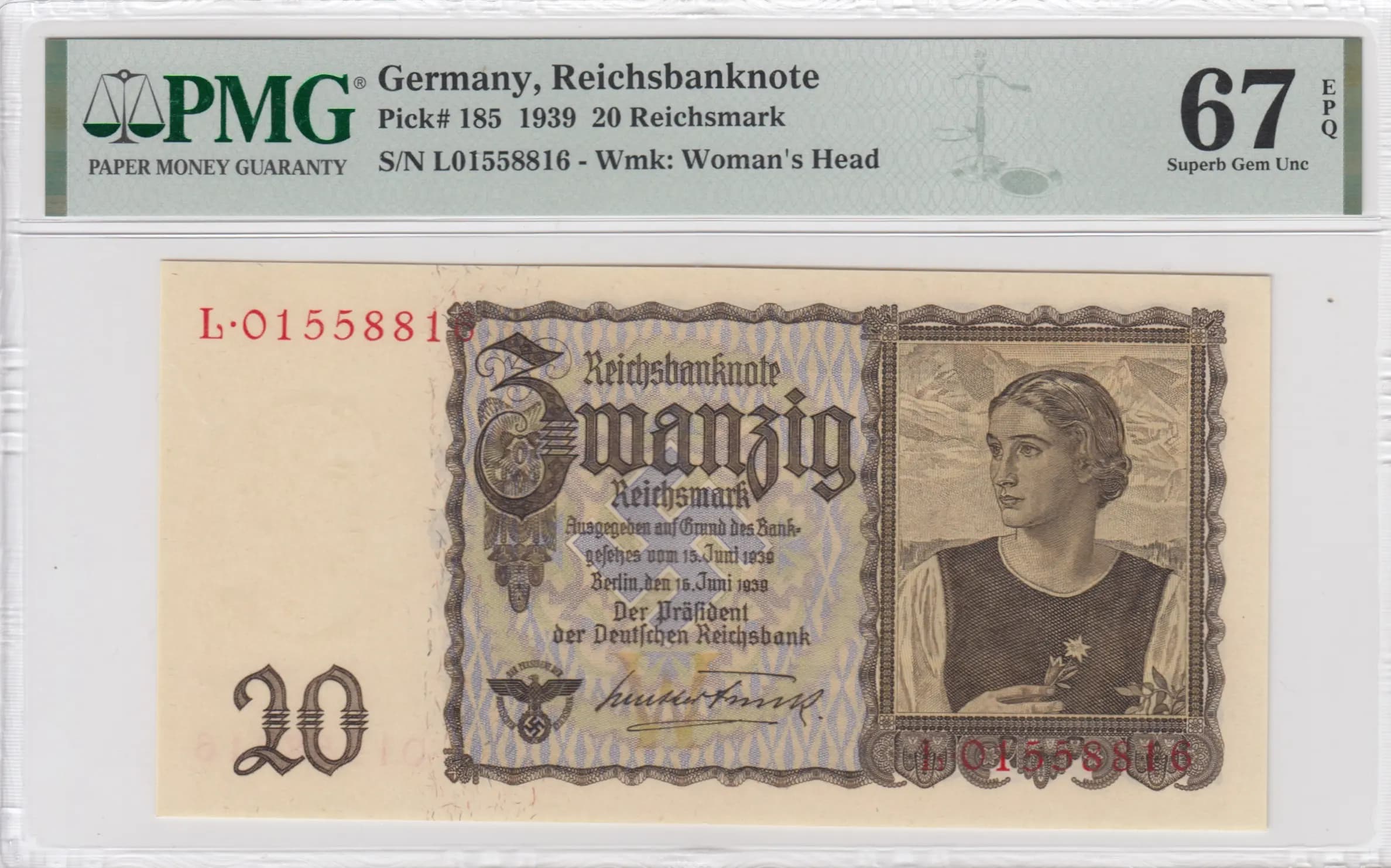 20 reichsmark 1939 from Germany, P-185 (1939) — image 1