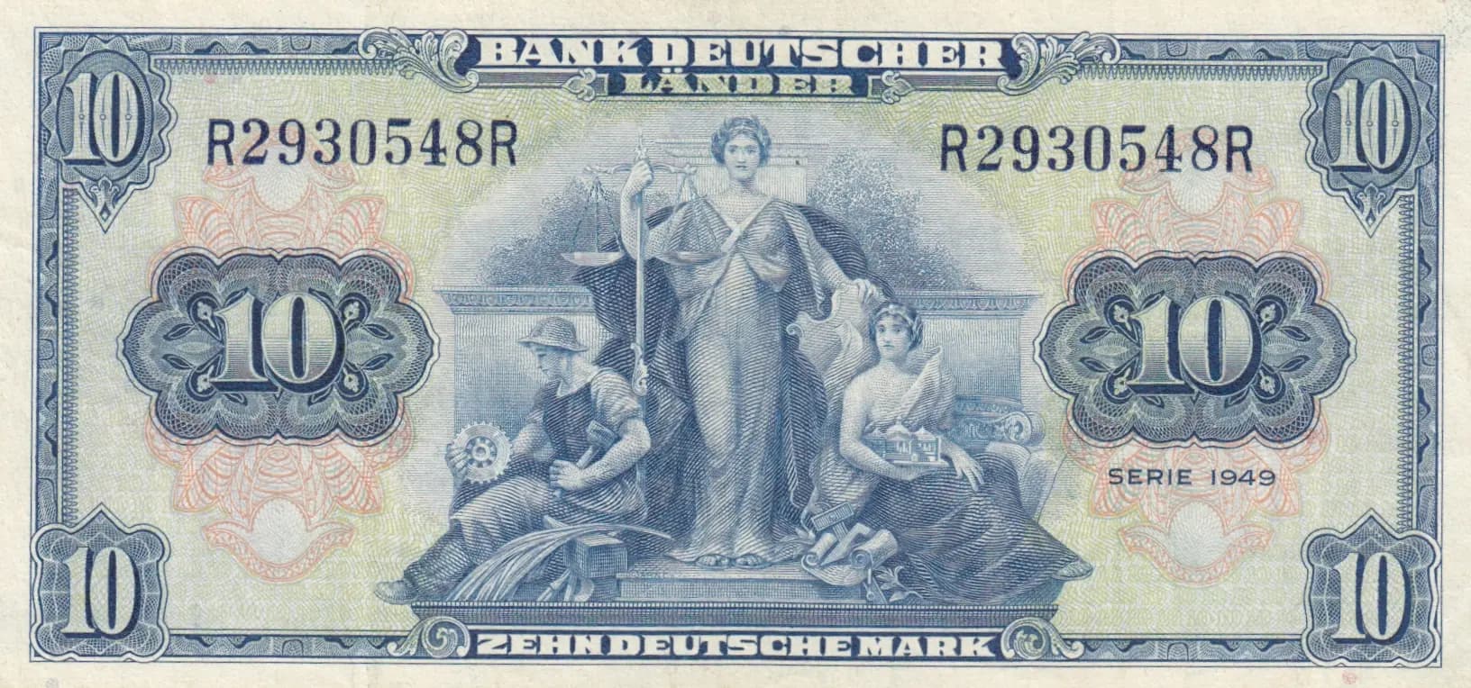 10 mark 1948 from Germany, Federal Republic, P-5a (1948) — image 1