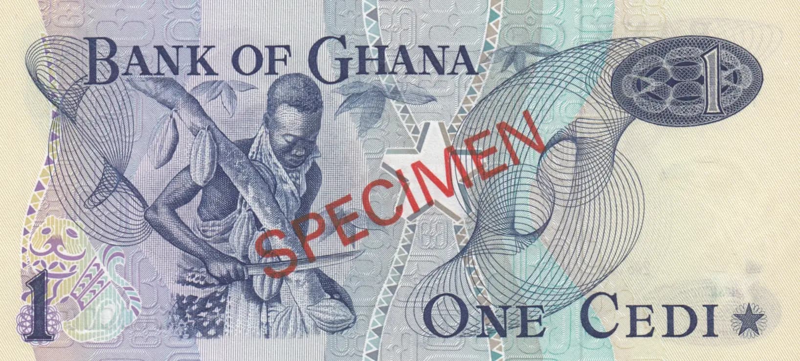 1 cedi 1973 specimen from Ghana, P-13as (1973) — image 2
