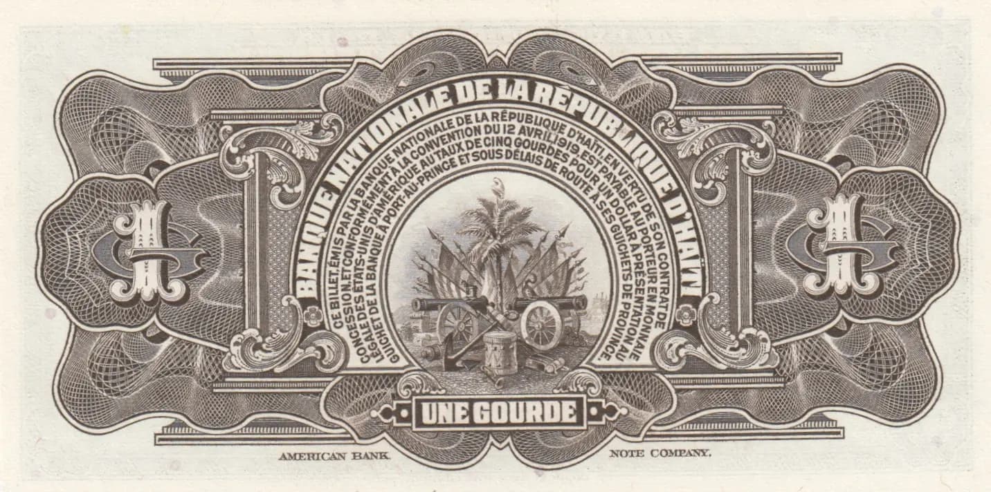 1 gourde 1964 from Haiti, P-185 (1964) — image 2