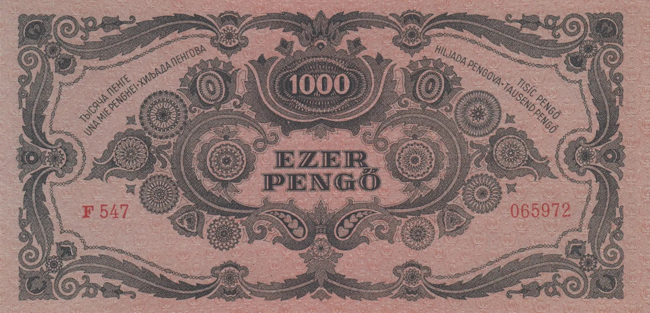 1000 pengö 1945 from Hungary, P-118a (1945) — image 2