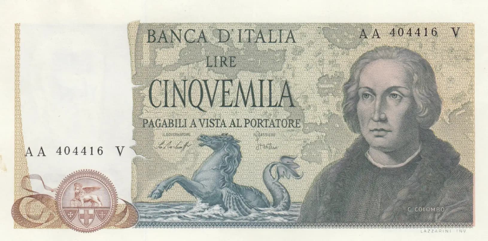 5000 lire 1977 from Italy, P-102c (1977) — image 1