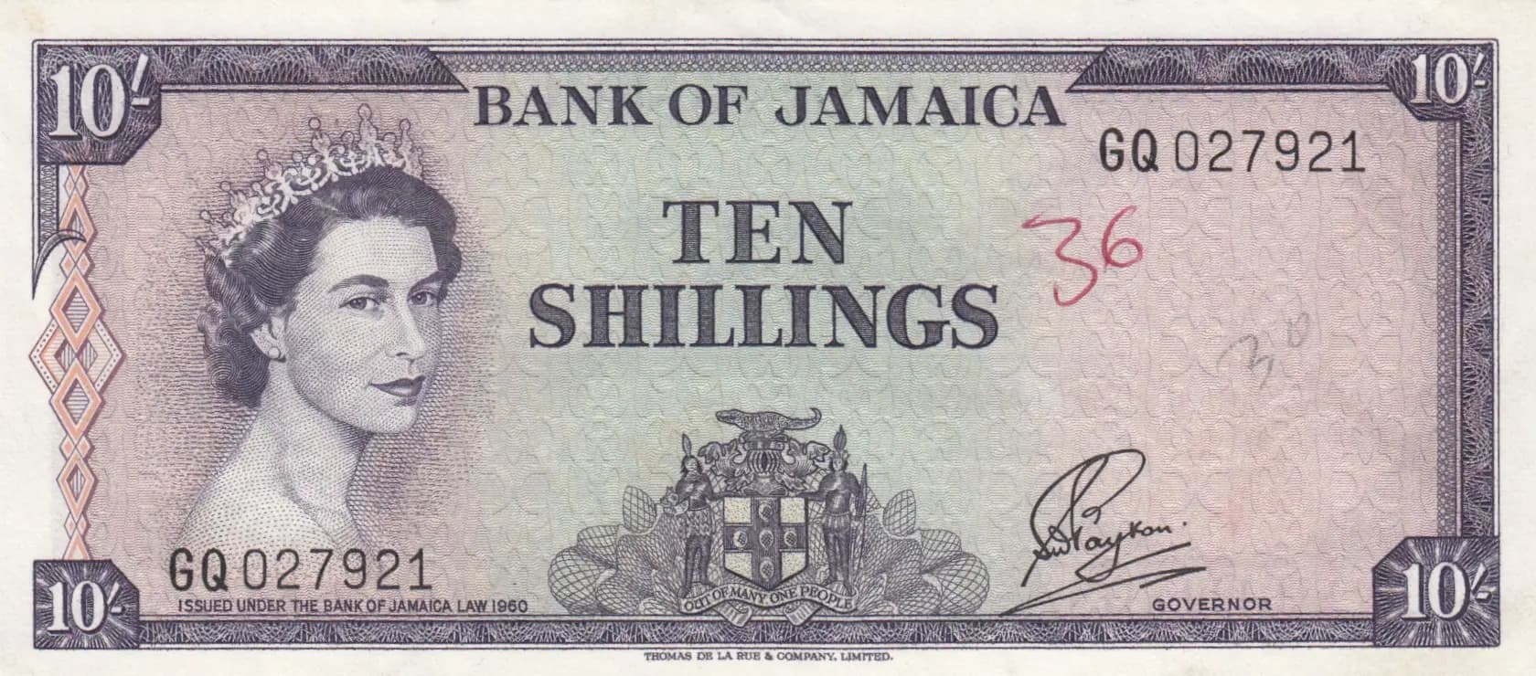 10 shillings 1964 from Jamaica, P-51Ba (1964) — image 1