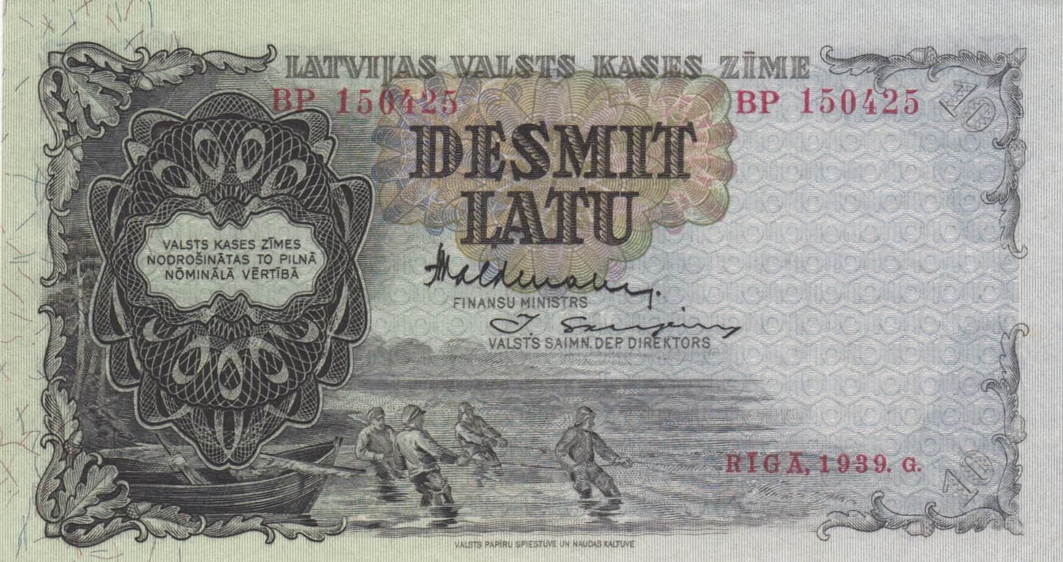 10 Latu 1939 from Latvia, P-29d (1939) — image 1