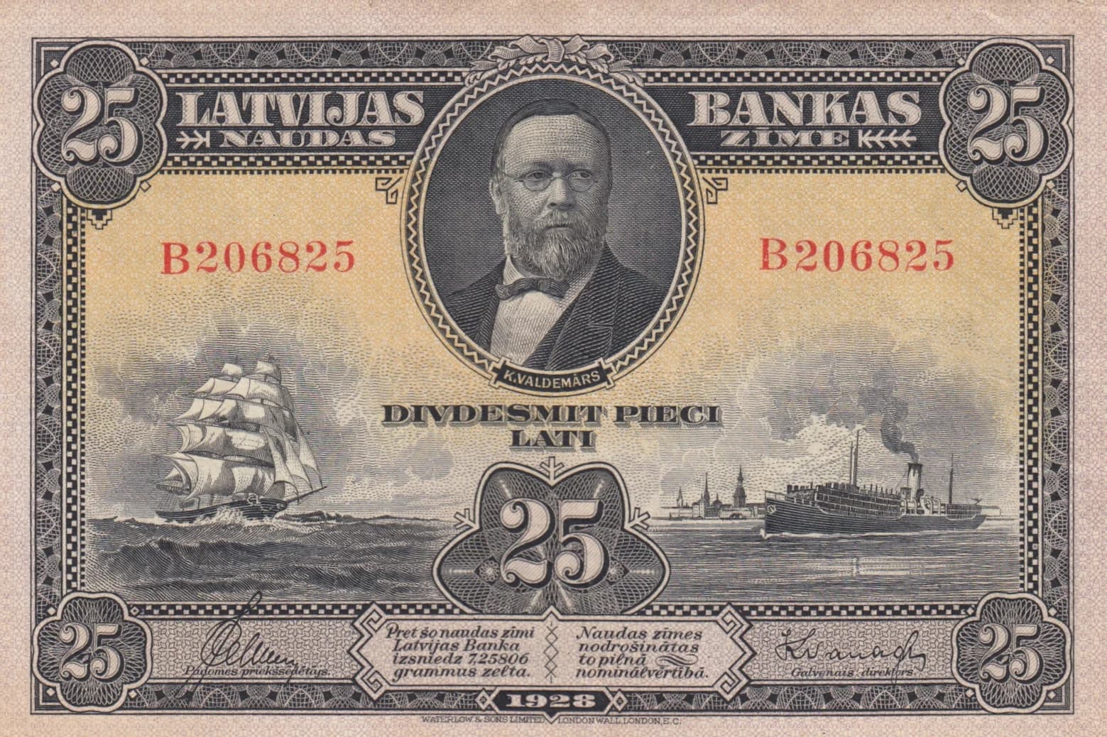 25 latu 1928 from Latvia, P-18 (1928) — image 1