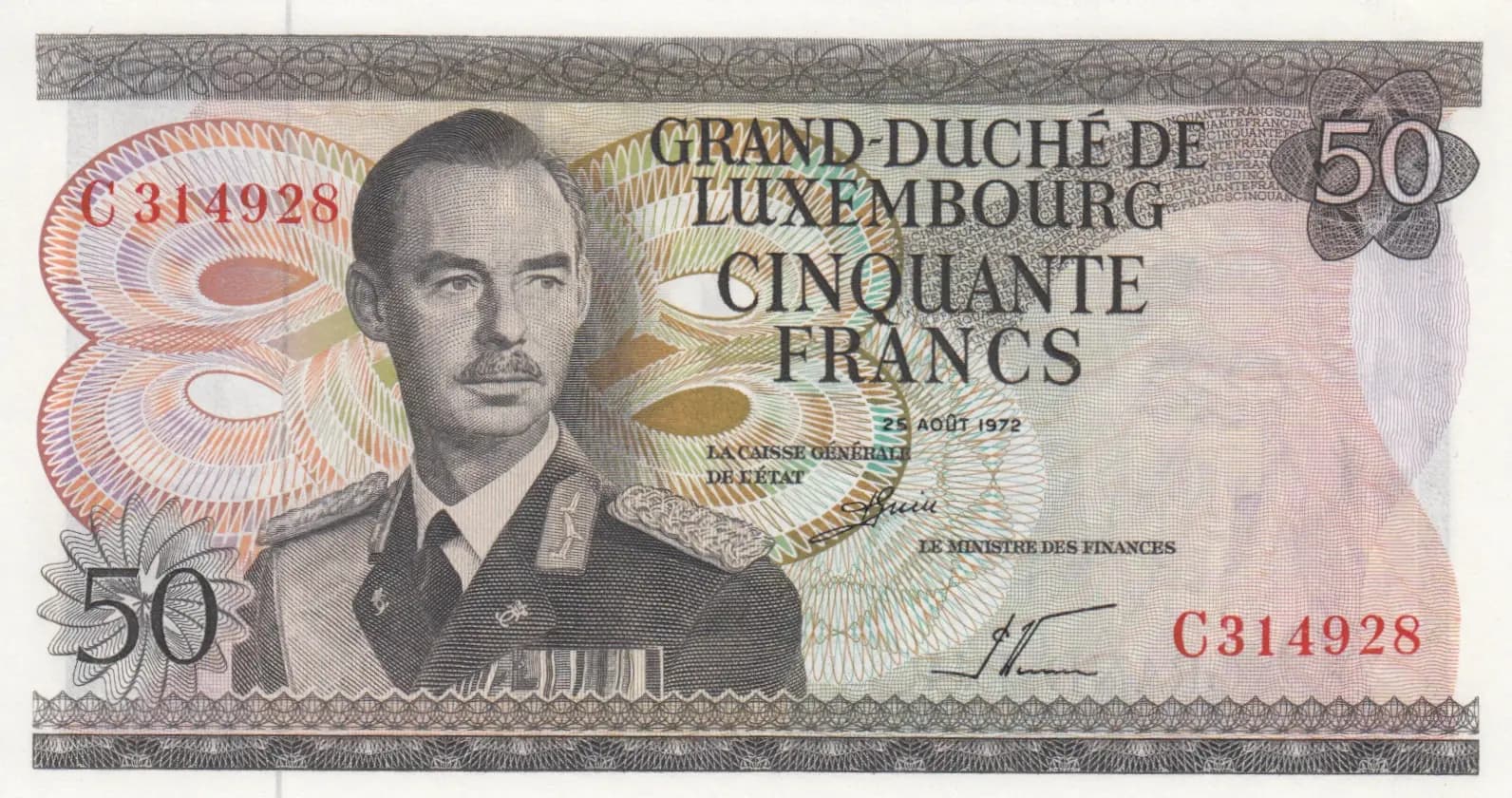 50 francs 1972 from Luxembourg, P-55a (1972) — image 1