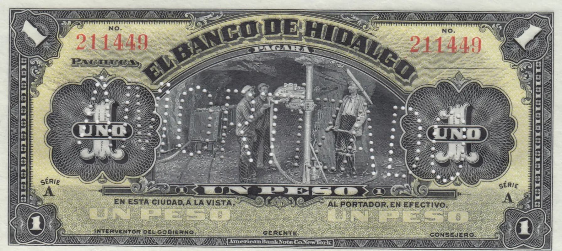 1 peso 1914 from Mexico, P-S304b (1914) — image 1