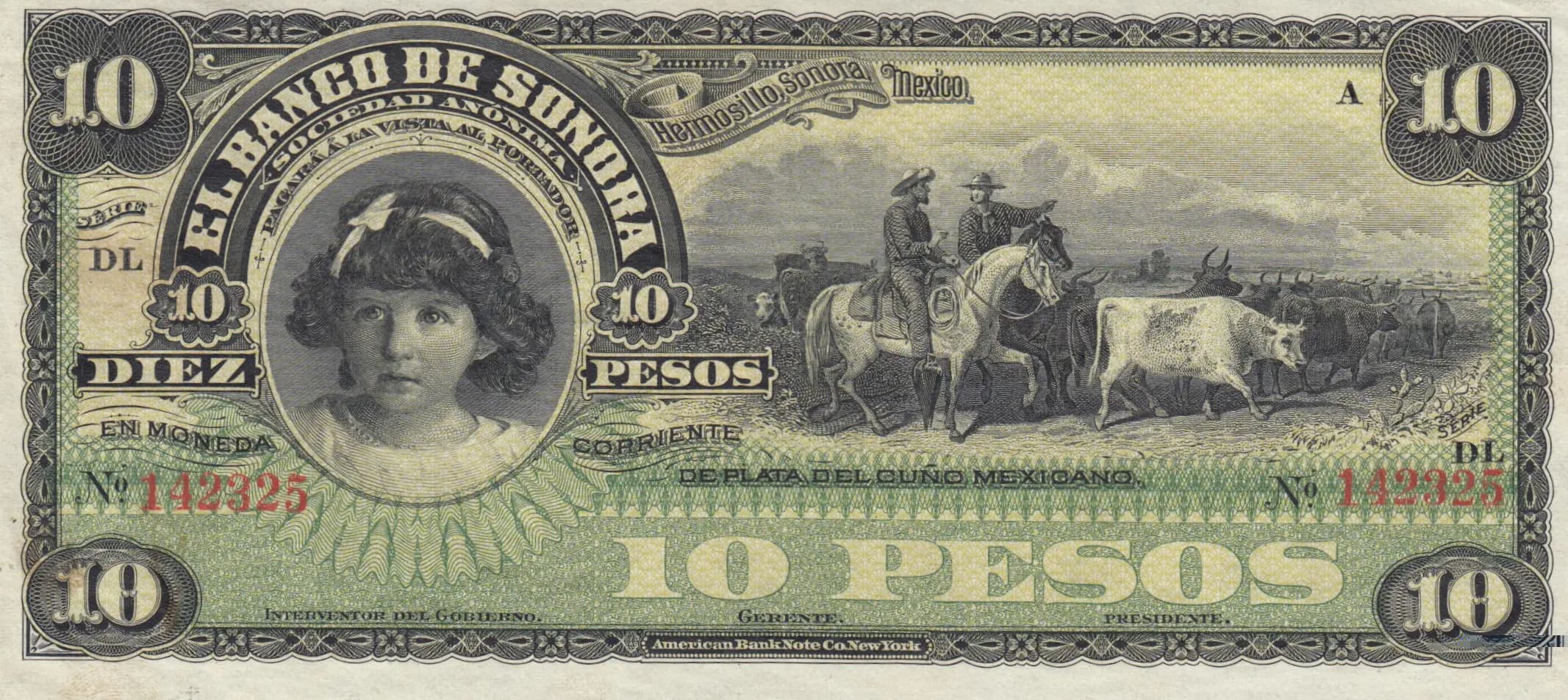 10 pesos 1899-1911 from Mexico, P-S420r (1911) — image 1