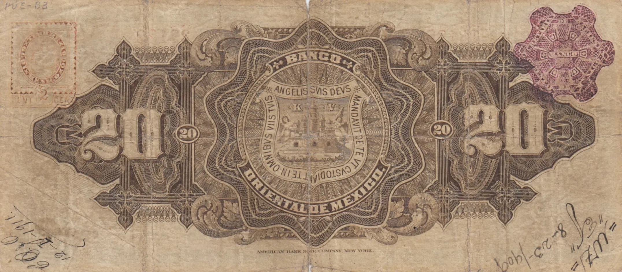 20 pesos 1901 from Mexico, P-S383b (1901) — image 2