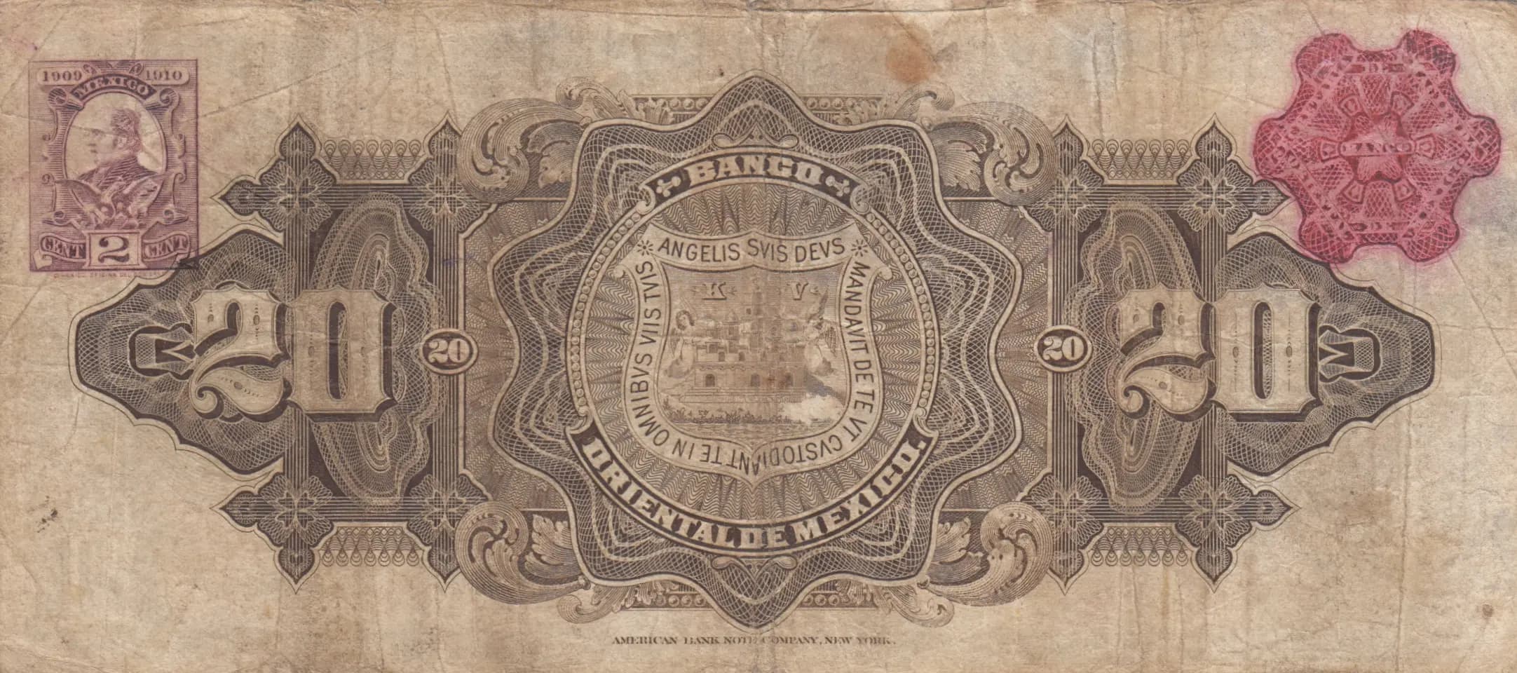 20 pesos 1910 from Mexico, P-S383c (1910) — image 2