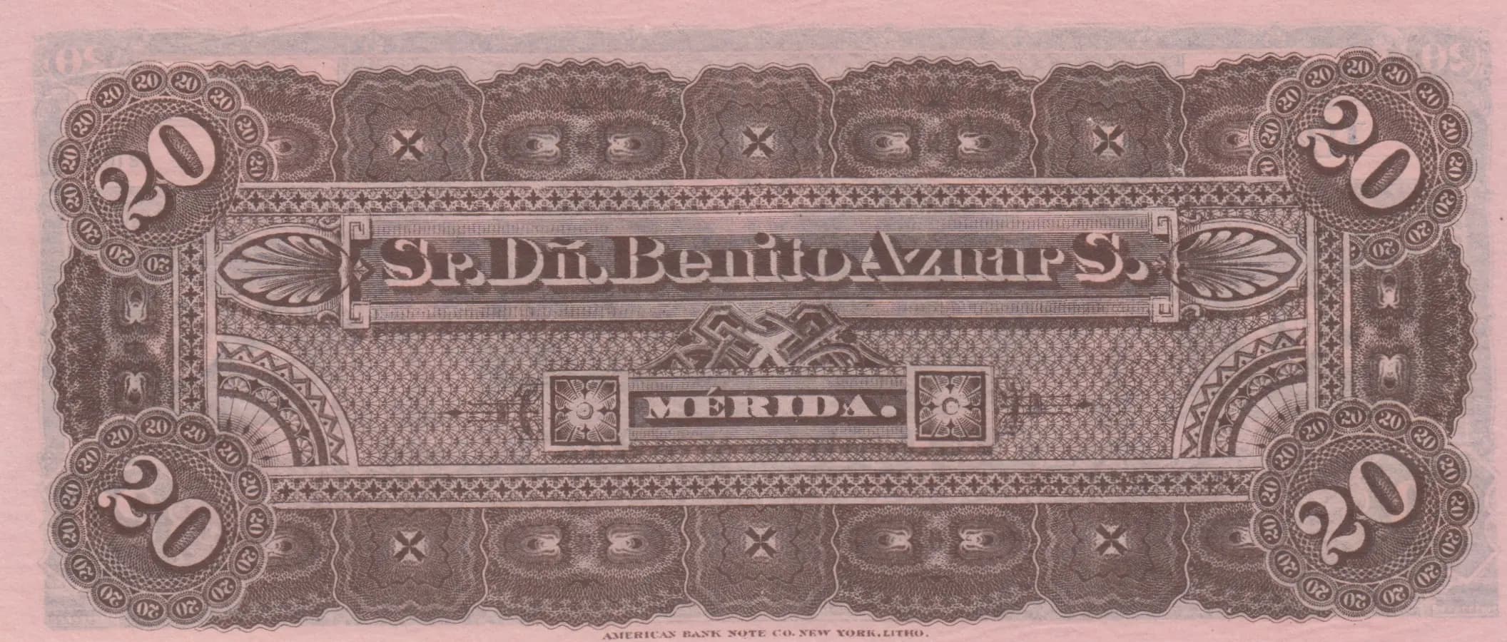 20 pesos 1889 from Mexico, P-unlisted (1889) — image 2