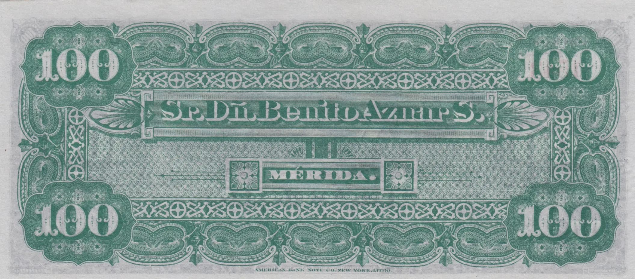 100 pesos 1889 from Mexico, P-unlisted (1889) — image 2