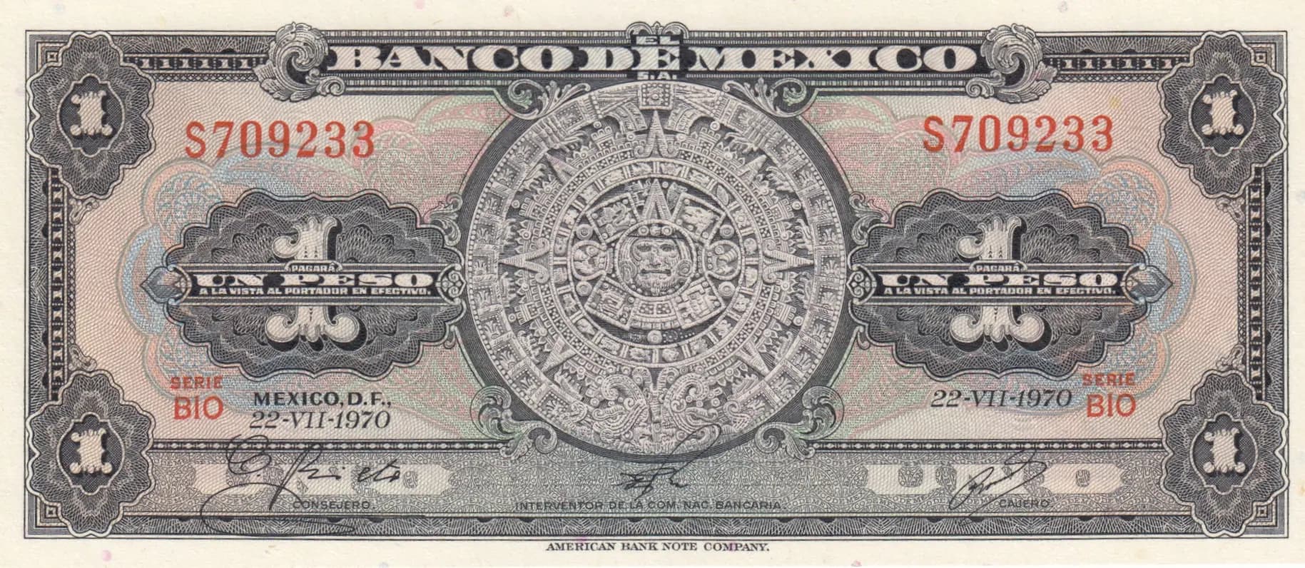 1 peso 1970 from Mexico, P-59l (1970) — image 1