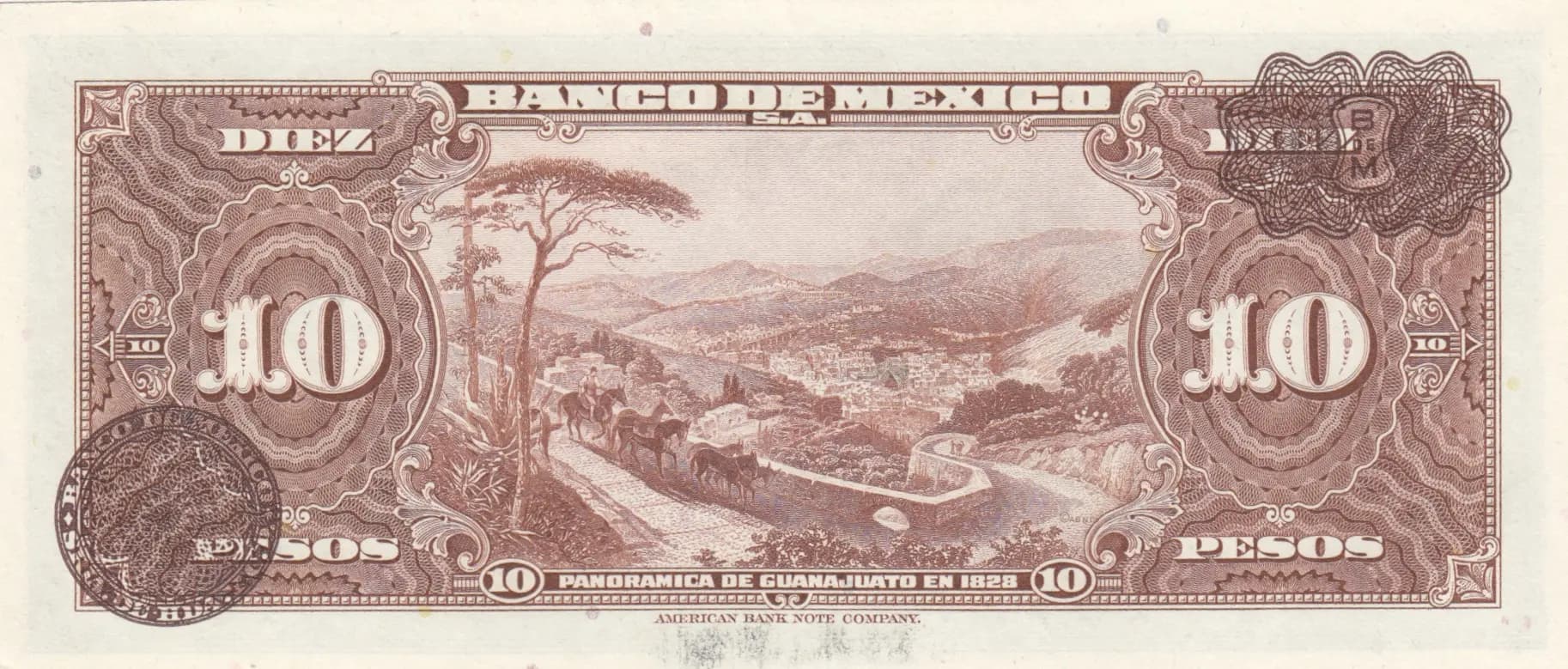 10 pesos 1953 from Mexico, P-53b (1953) — image 2