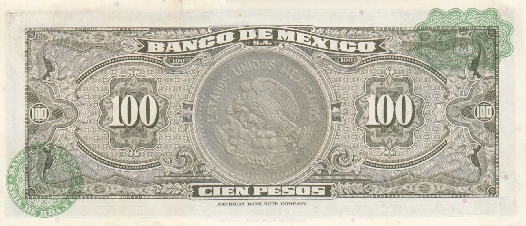 100 pesos 1965 from Mexico, P-61c (1965) — image 2