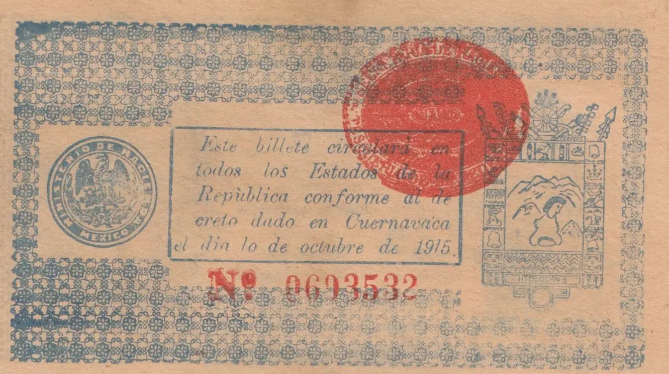 5 pesos 1915 from Mexico, P-S909a (1915) — image 2