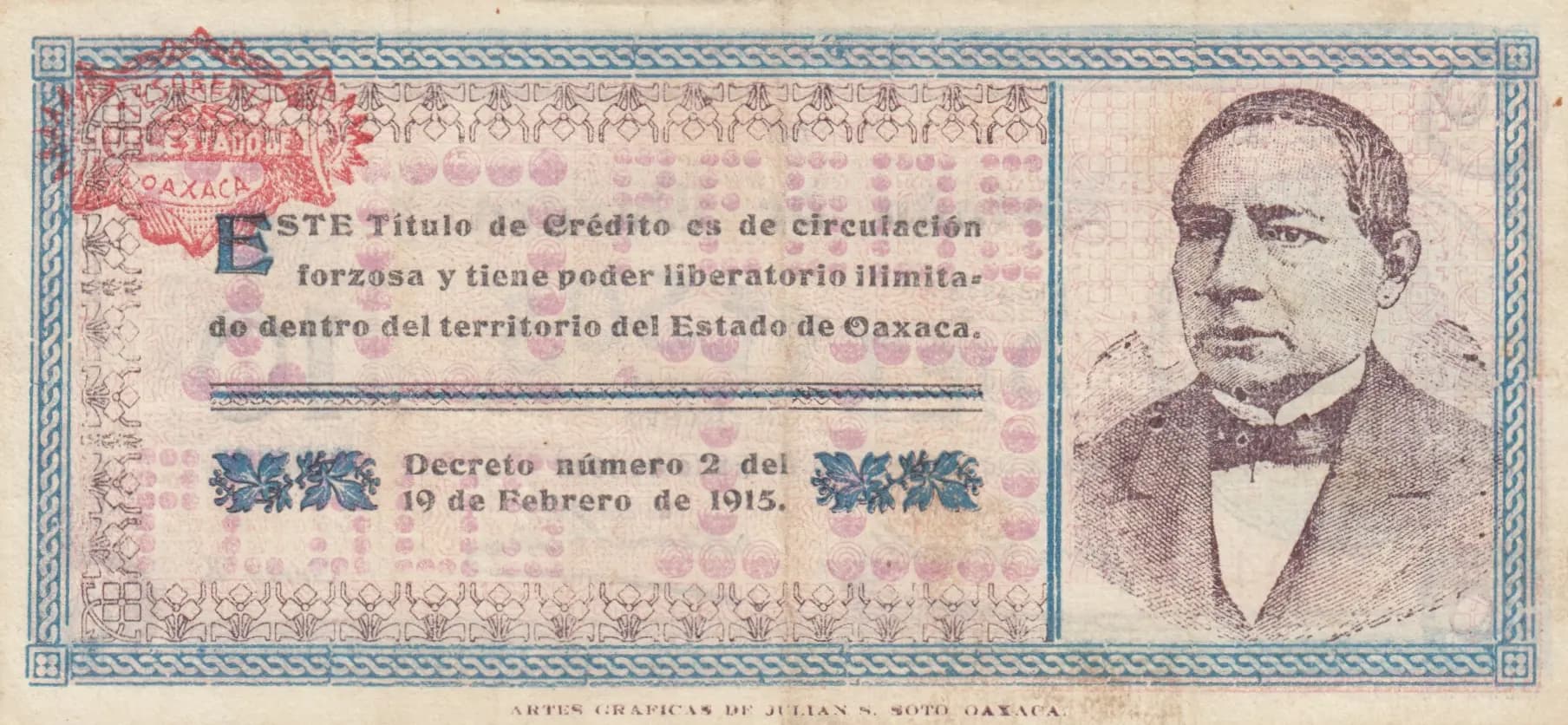 10 pesos 1915 from Mexico, P-S957a2 (1915) — image 2
