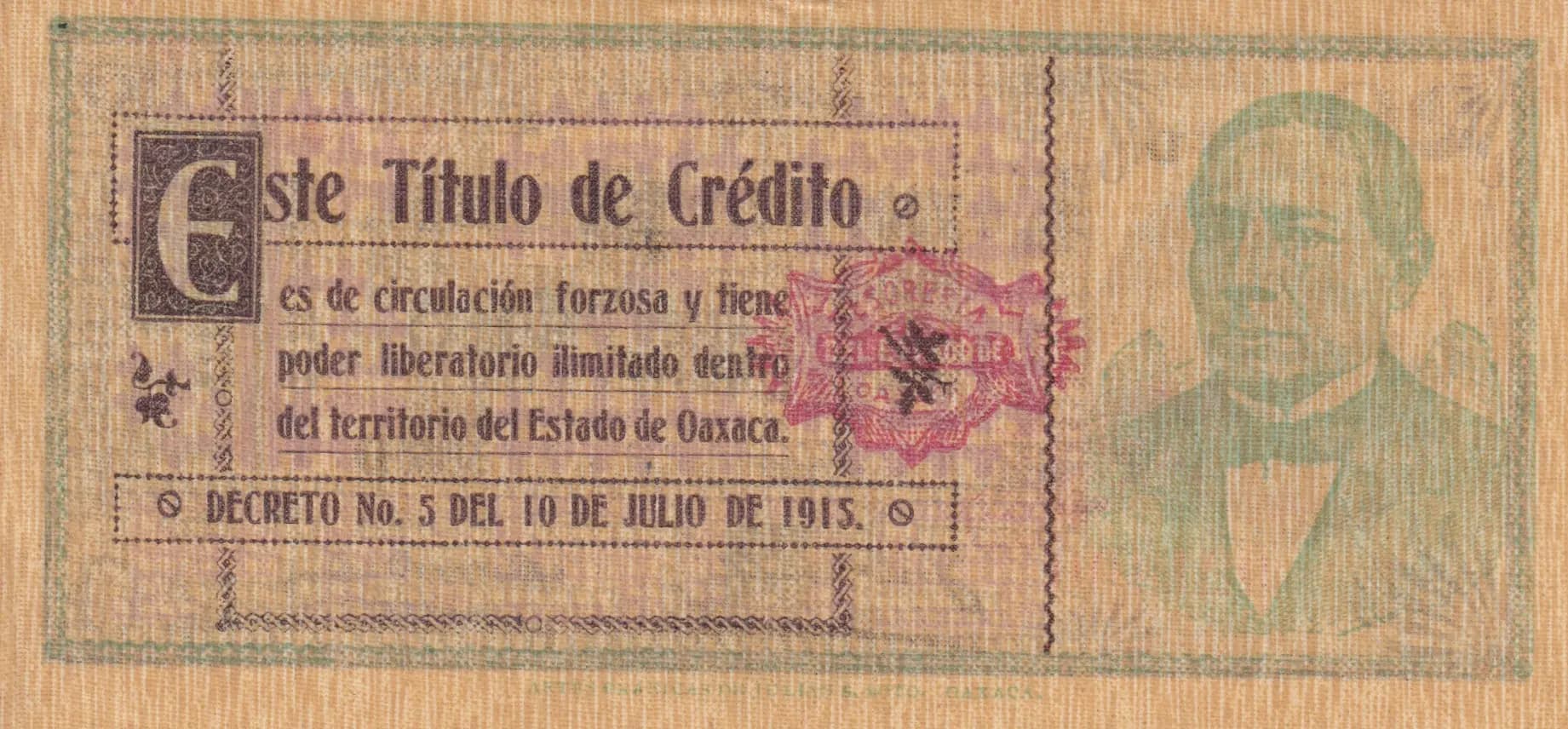 20 pesos 1915 from Mexico, P-S959a (1915) — image 2