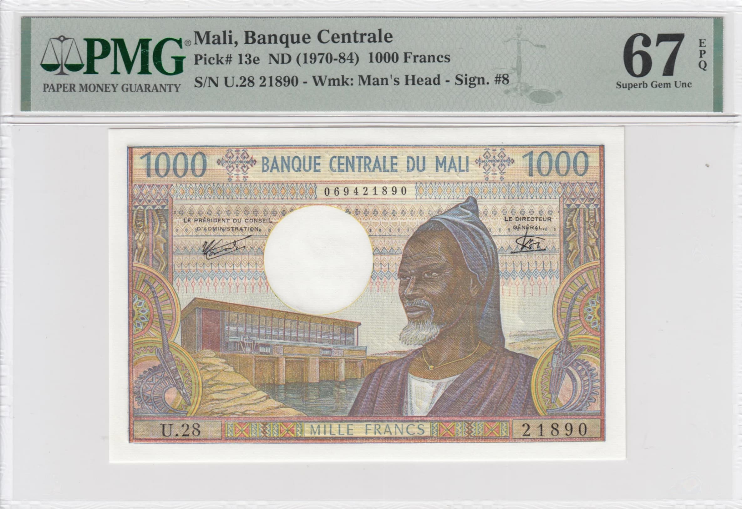 1000 francs 1970 from Mali, P-13e (1970) — image 1