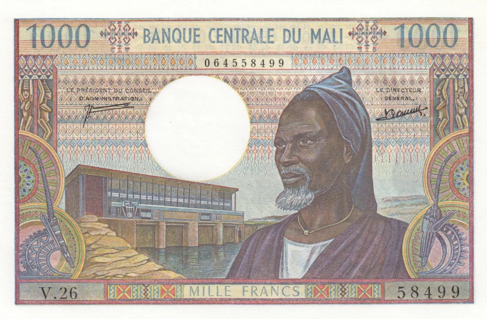 1000 francs 1970 from Mali, P-13d (1970) — image 1