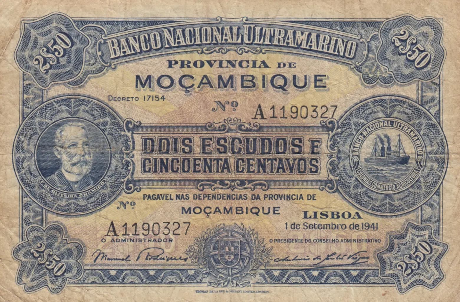 2,5 escudos 1941 from Mozambique, P-82 (1941) — image 1